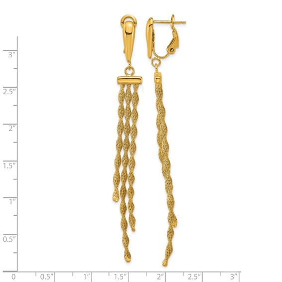 Herco 14K Polished Fancy Twisted Chain 3-Strand Leverback Dangle Earrings