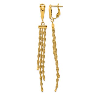 Herco 14K Polished Fancy Twisted Chain 3-Strand Leverback Dangle Earrings