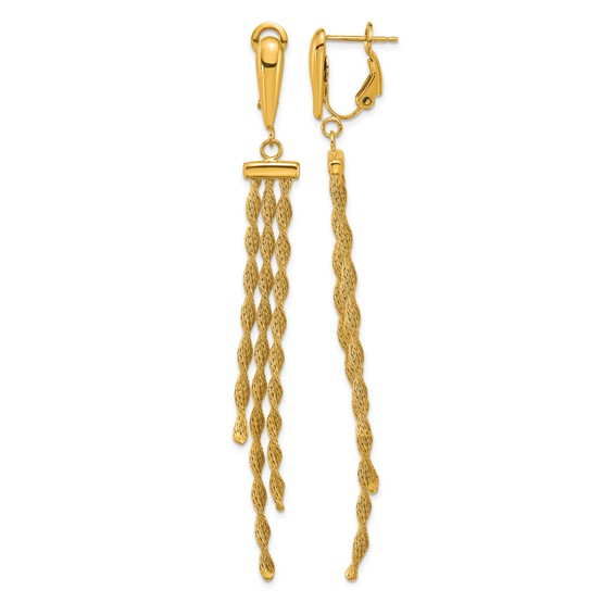 Herco 14K Polished Fancy Twisted Chain 3-Strand Leverback Dangle Earrings