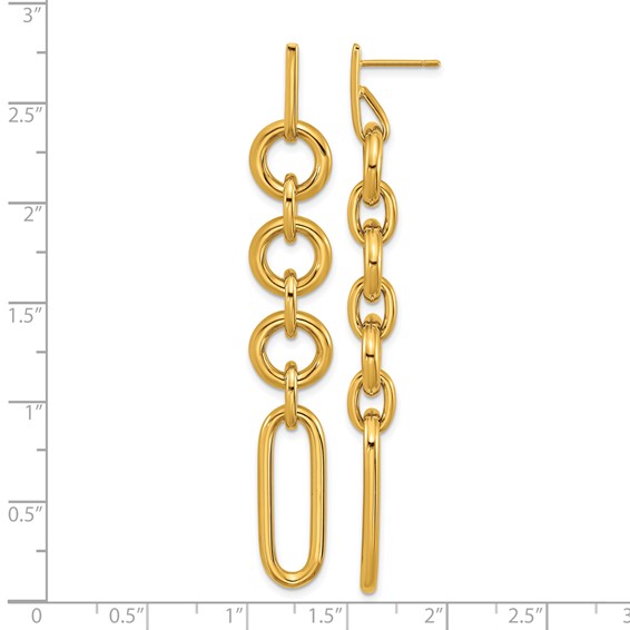 Herco 14K Polished Fancy Mixed Link Post Dangle Earrings