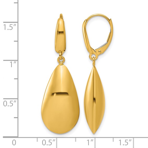 Herco 14K Polished Teardrop Leverback Dangle Earrings