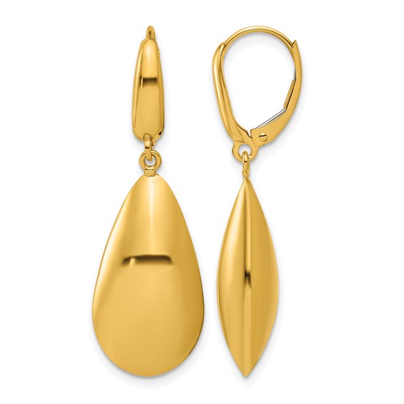 Herco 14K Polished Teardrop Leverback Dangle Earrings