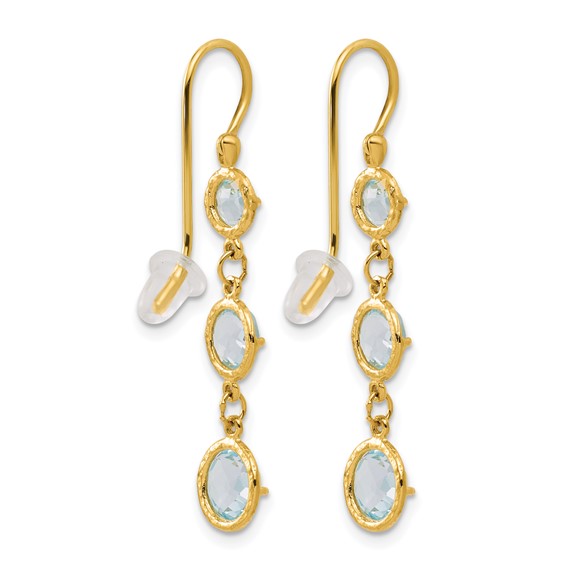 Herco 14K Textured Graduated Blue Topaz Dangle Earrings