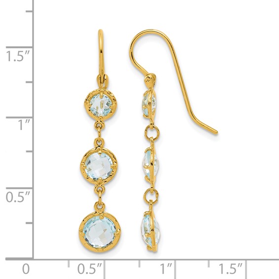 Herco 14K Textured Graduated Blue Topaz Dangle Earrings