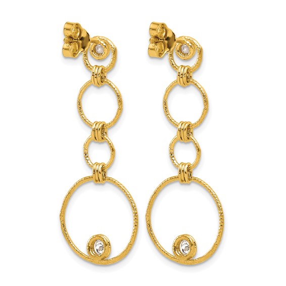 Herco 14K Textured Fancy Diamond Circles Post Dangle Earrings