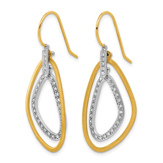 Herco 14K Two-tone Polish & Satin Fancy Diamond Dangle Earrings