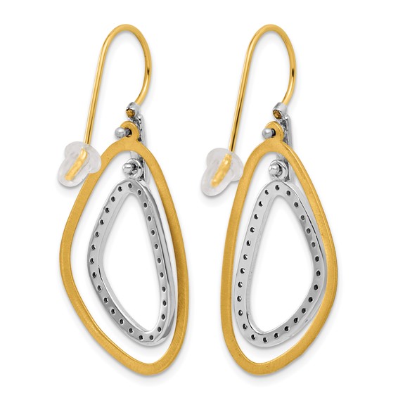 Herco 14K Two-tone Polish & Satin Fancy Diamond Dangle Earrings