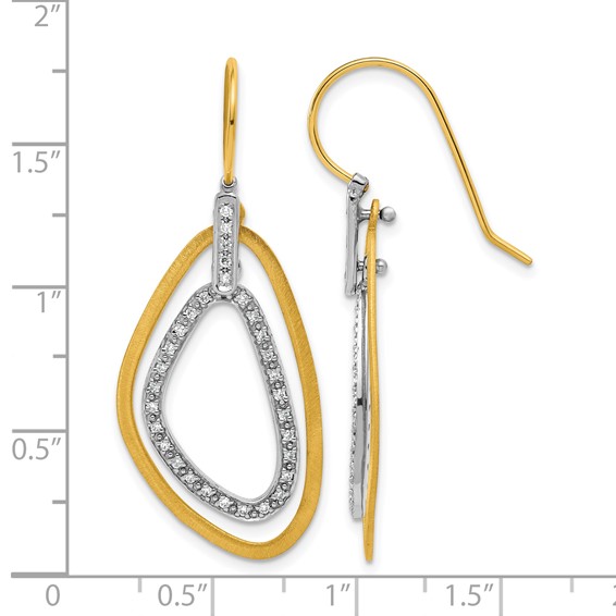 Herco 14K Two-tone Polish & Satin Fancy Diamond Dangle Earrings