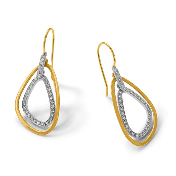 Herco 14K Two-tone Polish & Satin Fancy Diamond Dangle Earrings