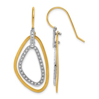 Herco 14K Two-tone Polish & Satin Fancy Diamond Dangle Earrings