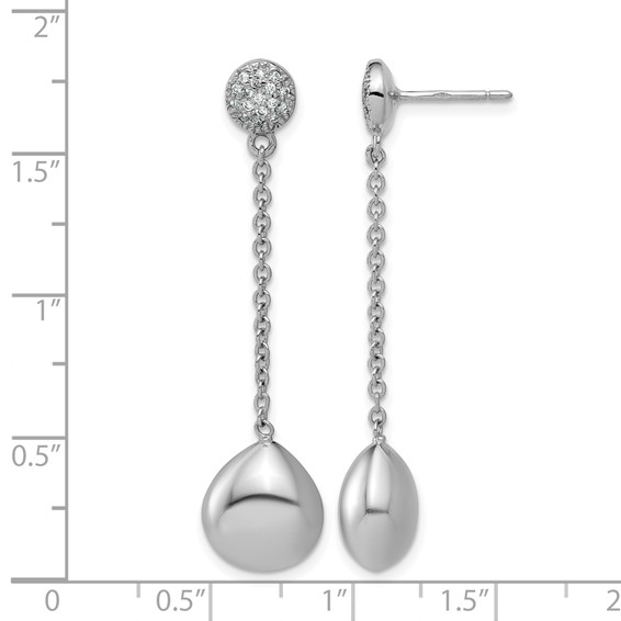 Herco 14K White Gold Rhodium-plated Fancy Diamond Teardrop Post Dangle Earrings