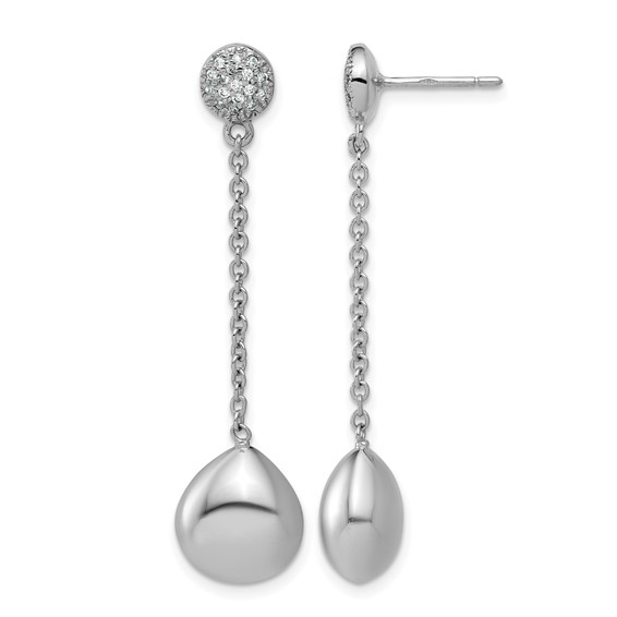 Herco 14K White Gold Rhodium-plated Fancy Diamond Teardrop Post Dangle Earrings