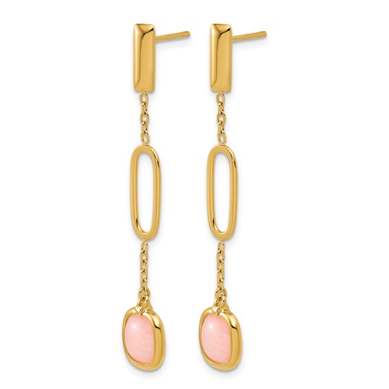 Herco 14K Polished Fancy Pink Opal and Ovals Post Dangle Earrings
