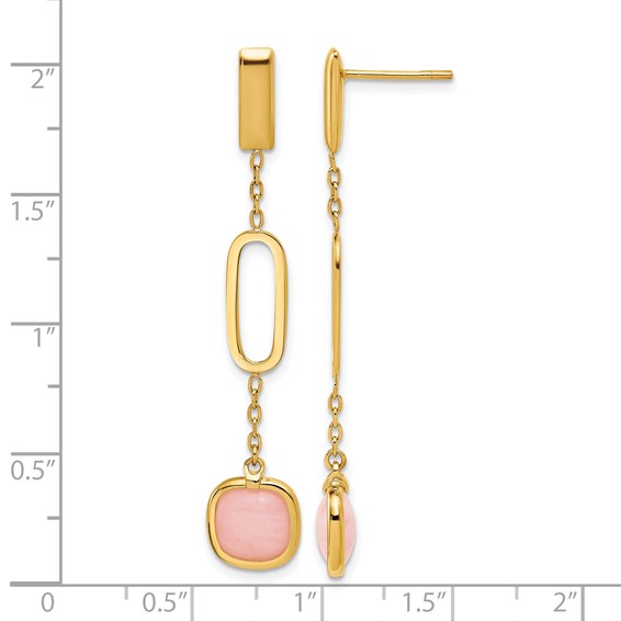 Herco 14K Polished Fancy Pink Opal and Ovals Post Dangle Earrings