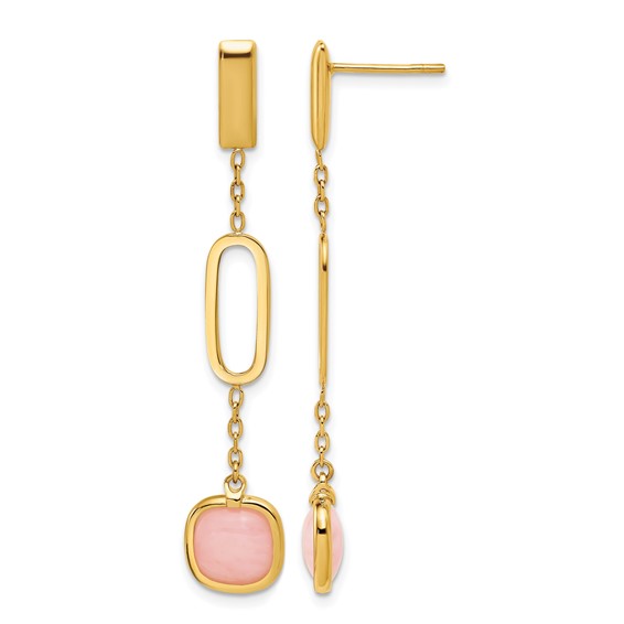 Herco 14K Polished Fancy Pink Opal and Ovals Post Dangle Earrings