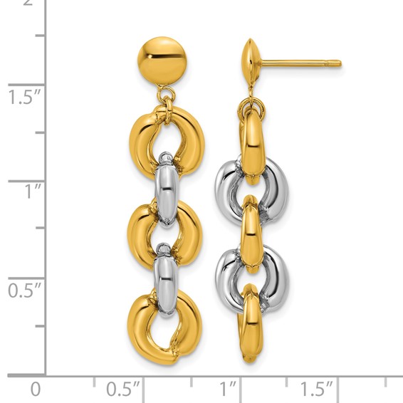 Herco 14K Two-tone Polished 10.0mm Round Link Post Dangle Earrings