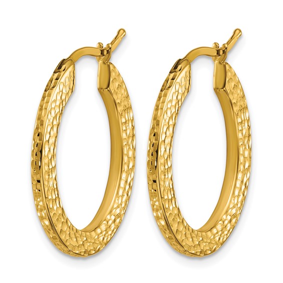 Herco 14K Polished and Diamond-cut 2.2mm Oval Hoop Earrings