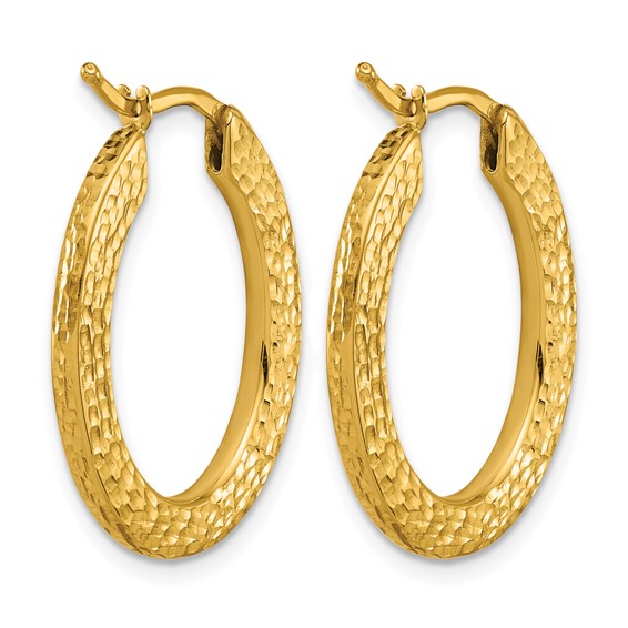 Herco 14K Polished and Diamond-cut 2.2mm Oval Hoop Earrings