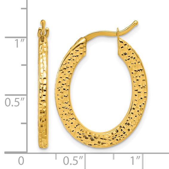 Herco 14K Polished and Diamond-cut 2.2mm Oval Hoop Earrings