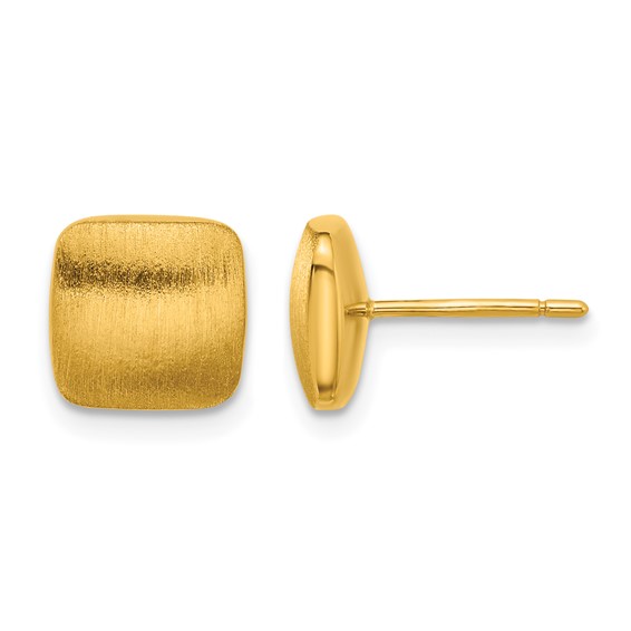 Herco 14K Polished and Brushed Square Post Earrings