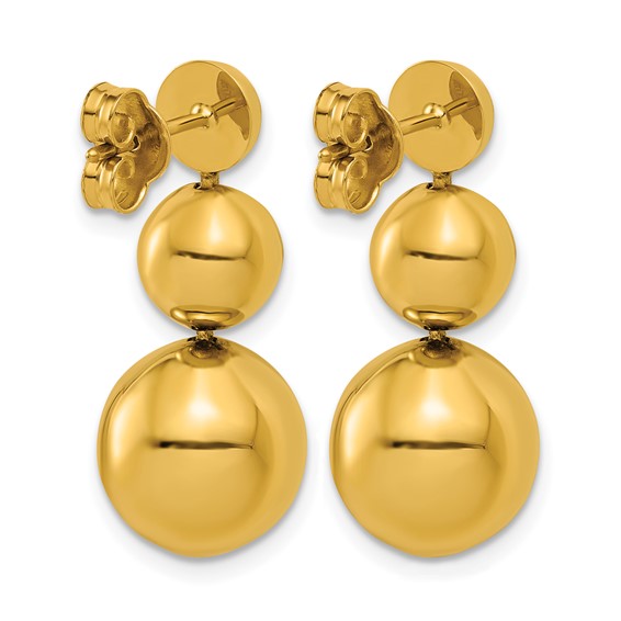 Herco 14K Polished Graduated Beaded Post Dangle Earrings