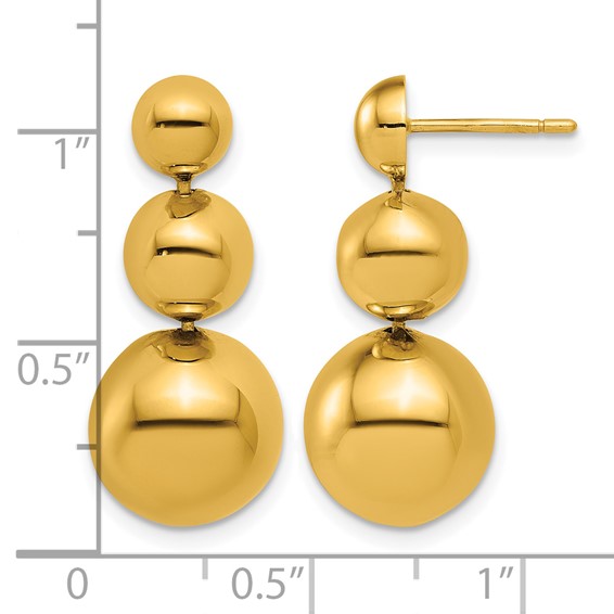 Herco 14K Polished Graduated Beaded Post Dangle Earrings