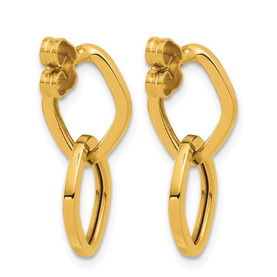 Herco 14K Polished Navette Link Post Dangle Earrings