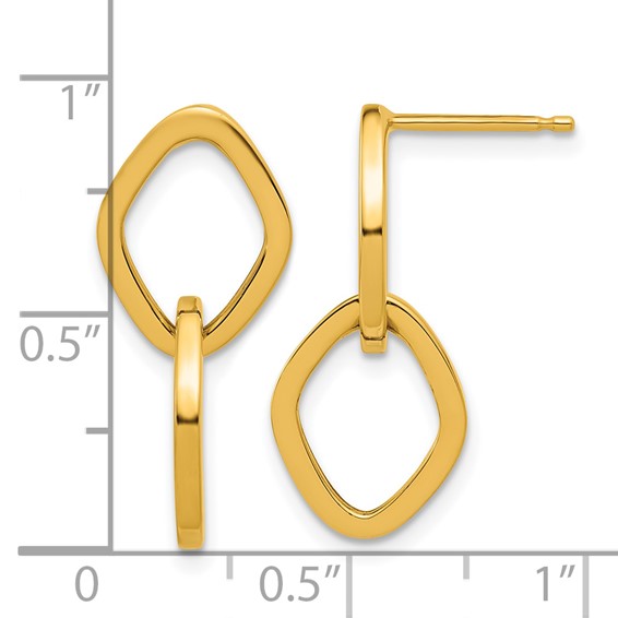 Herco 14K Polished Navette Link Post Dangle Earrings