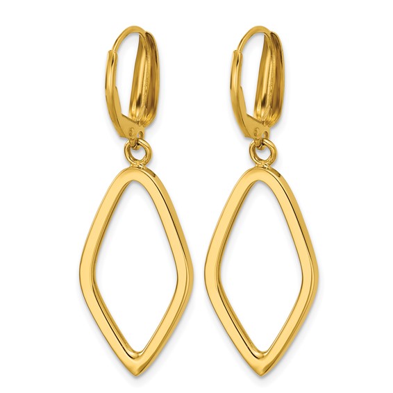 Herco 14K Polished Fancy Navette Leverback Dangle Earrings