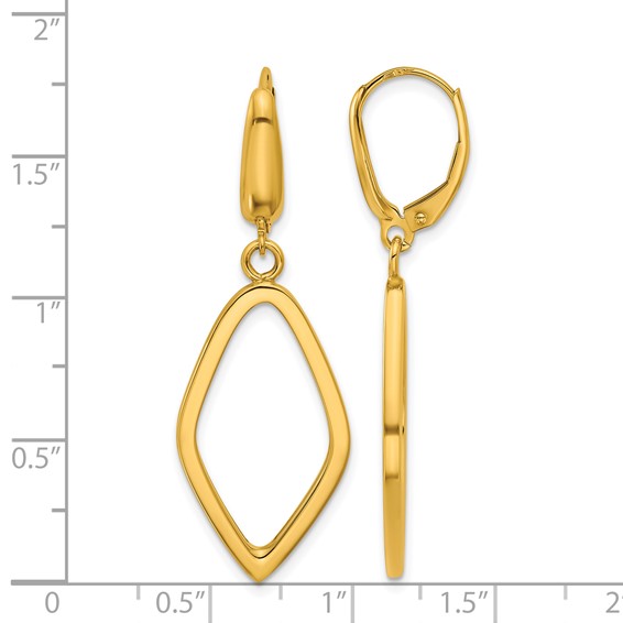 Herco 14K Polished Fancy Navette Leverback Dangle Earrings