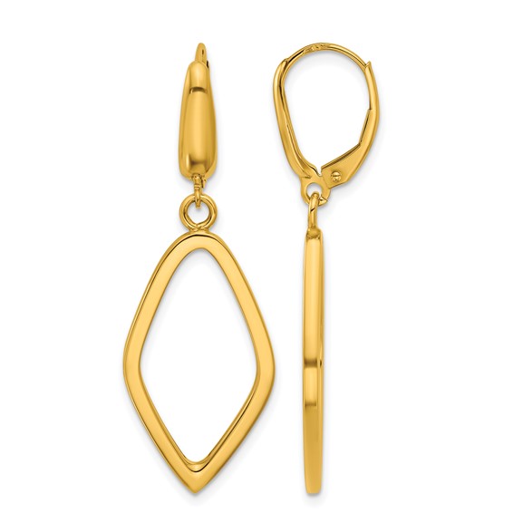 Herco 14K Polished Fancy Navette Leverback Dangle Earrings