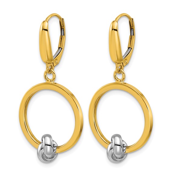 Herco 14K Two-tone Polished Knot Circle Leverback Dangle Earrings