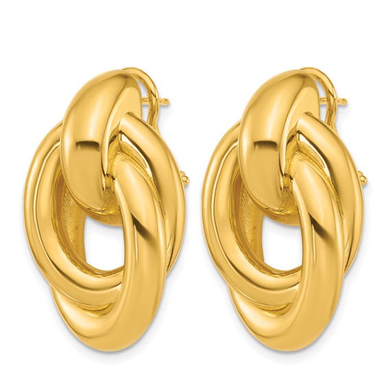Herco 14K Polished Intertwined Ovals Omega Back Earrings