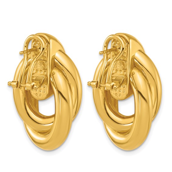 Herco 14K Polished Intertwined Ovals Omega Back Earrings