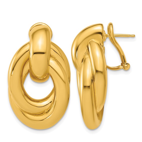 Herco 14K Polished Intertwined Ovals Omega Back Earrings