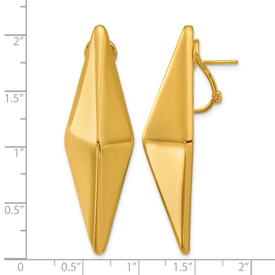 Herco 14K Polished Pointed Navette Omega Back Earrings