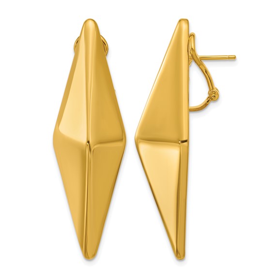Herco 14K Polished Pointed Navette Omega Back Earrings