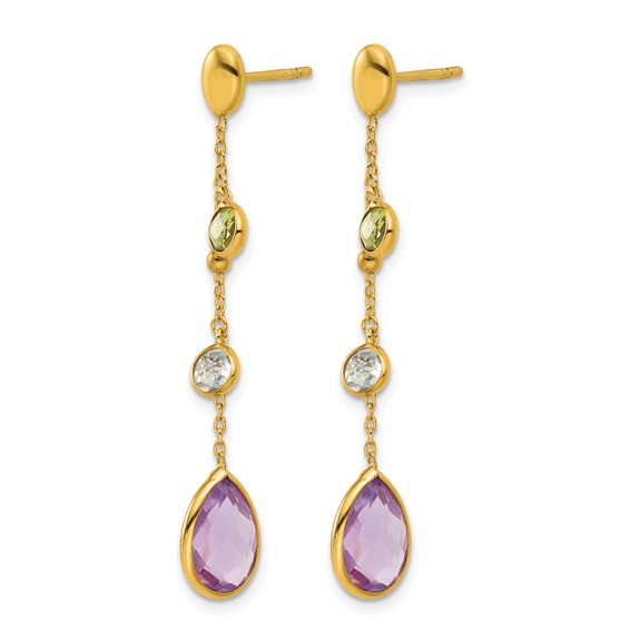 Herco 14K Polished Gemstone Teardrop Post Dangle Earrings