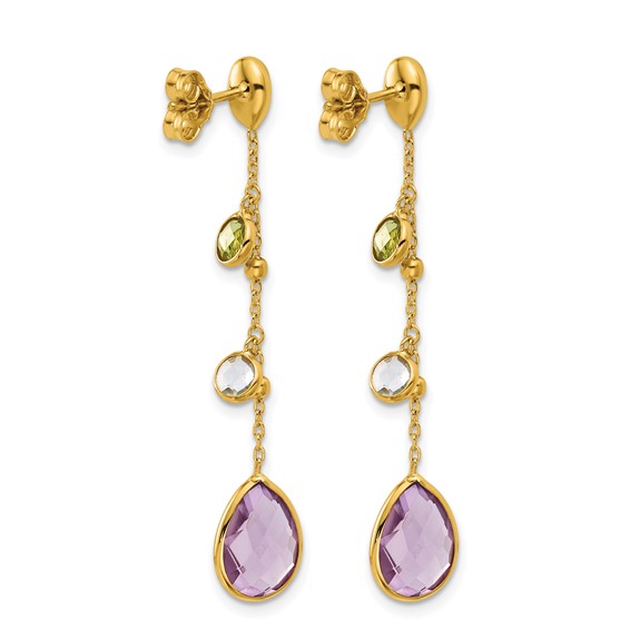 Herco 14K Polished Gemstone Teardrop Post Dangle Earrings