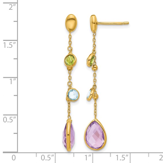 Herco 14K Polished Gemstone Teardrop Post Dangle Earrings