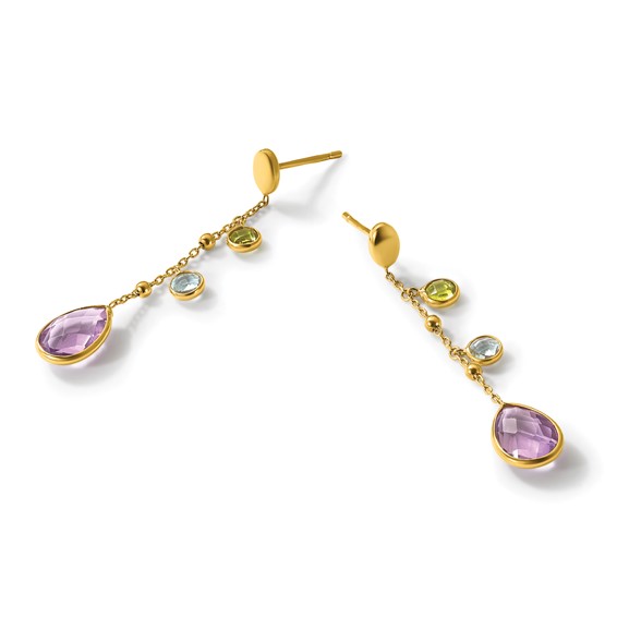 Herco 14K Polished Gemstone Teardrop Post Dangle Earrings