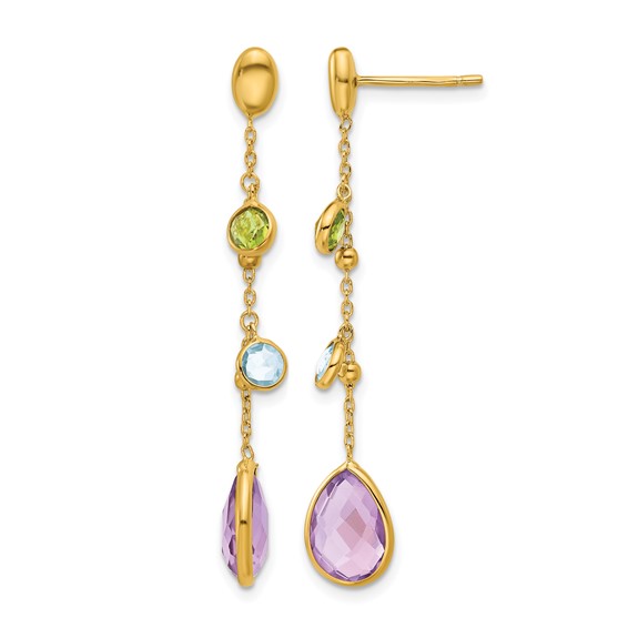Herco 14K Polished Gemstone Teardrop Post Dangle Earrings