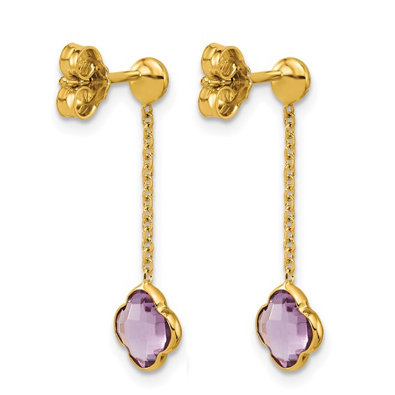 Herco 14K Polished Amethyst Quatrefoil Post Dangle Earrings