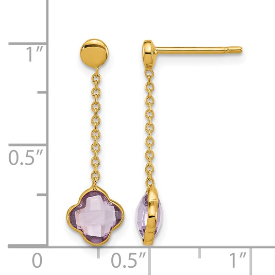 Herco 14K Polished Amethyst Quatrefoil Post Dangle Earrings