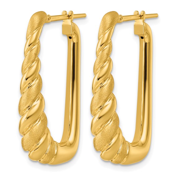 Herco 14K Polished and Satin Twisted Tapered Hoop Earrings