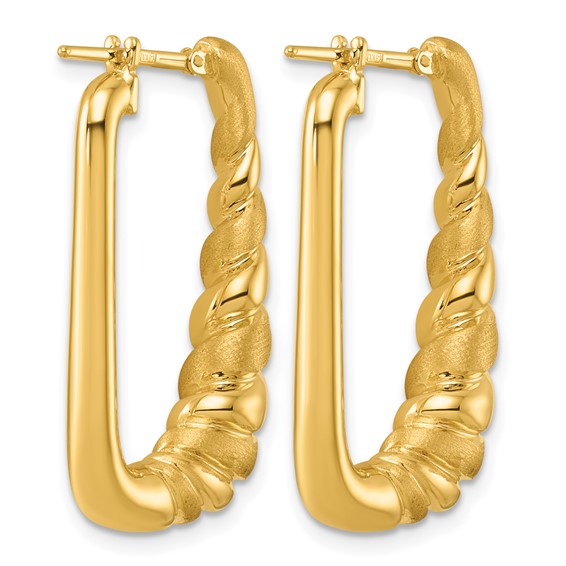 Herco 14K Polished and Satin Twisted Tapered Hoop Earrings