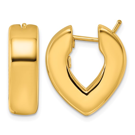 Herco 14K Polished 6.9mm V-Shaped Hoop Earrings