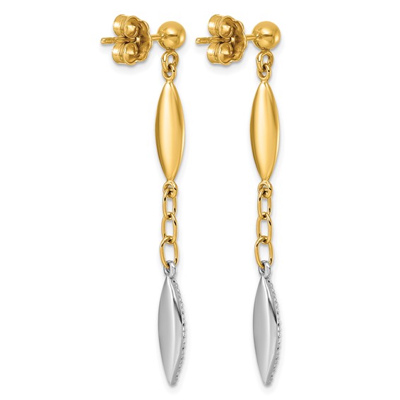 Herco 14K Two-tone Polished Fancy Diamond Link Post Dangle Earrings