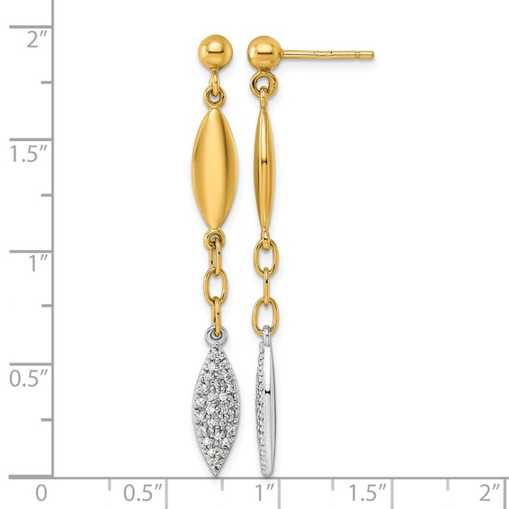 Herco 14K Two-tone Polished Fancy Diamond Link Post Dangle Earrings