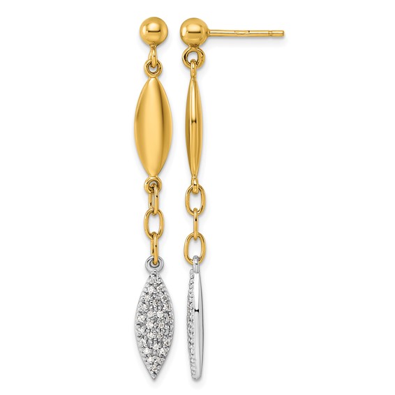 Herco 14K Two-tone Polished Fancy Diamond Link Post Dangle Earrings